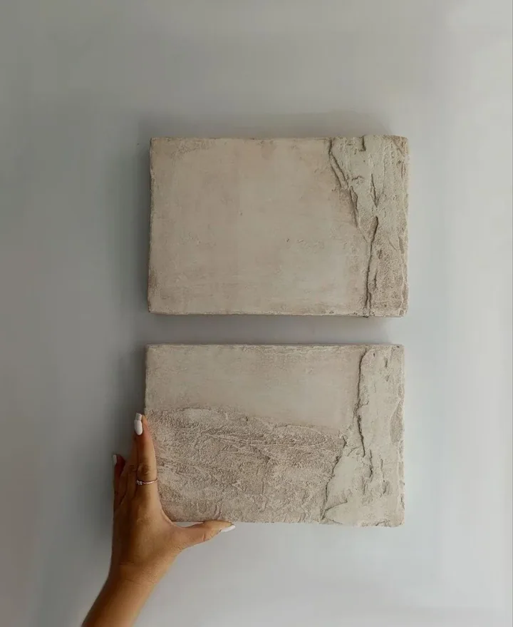 Díptico, handmade cement set